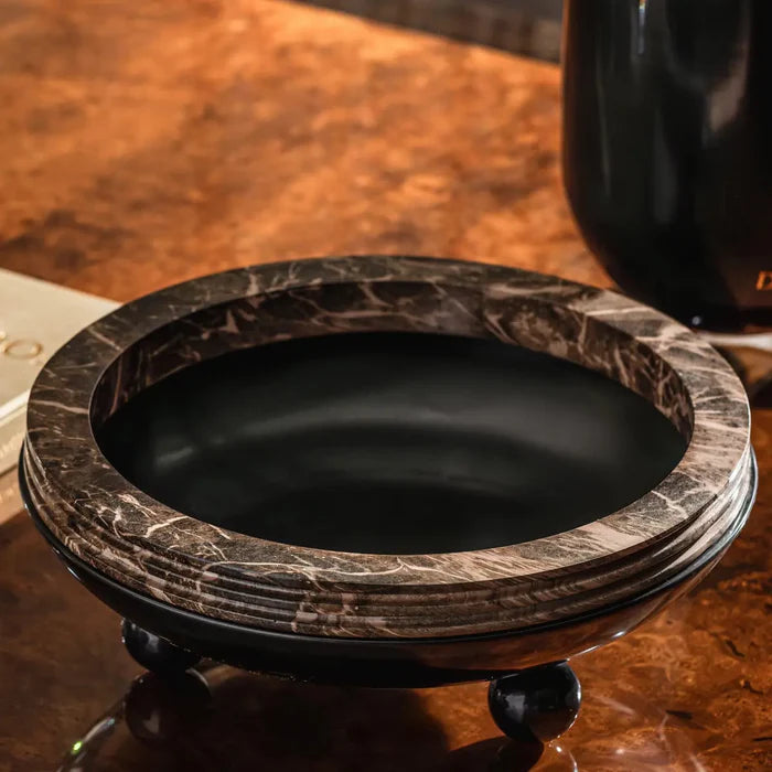 MARBLE AND BRASS VASE-Short