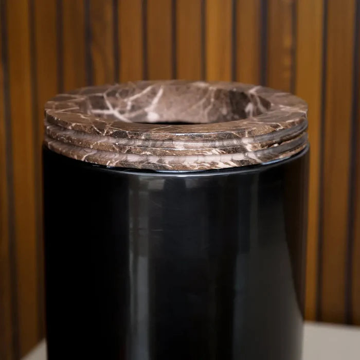 MARBLE AND BRASS VASE-Tall