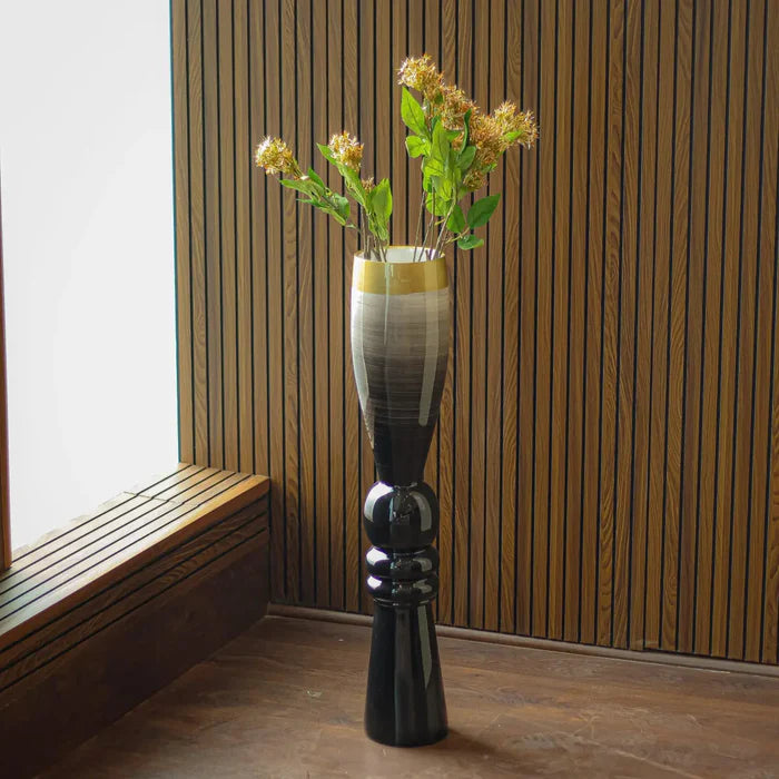 BRUSHED TRUMPET SLATE VASE