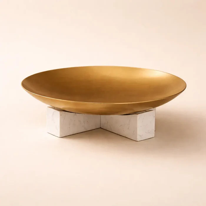 BRASS TRAY WITH MARBLE STAND