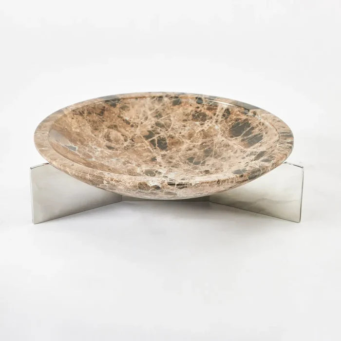 MARBLE TRAY WITH ALLOY STAND